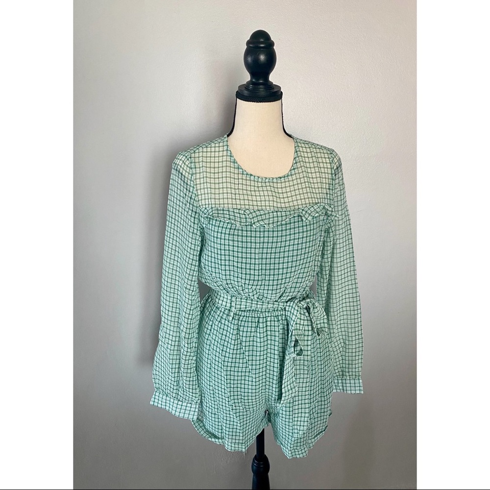 NWT Green gingham romper